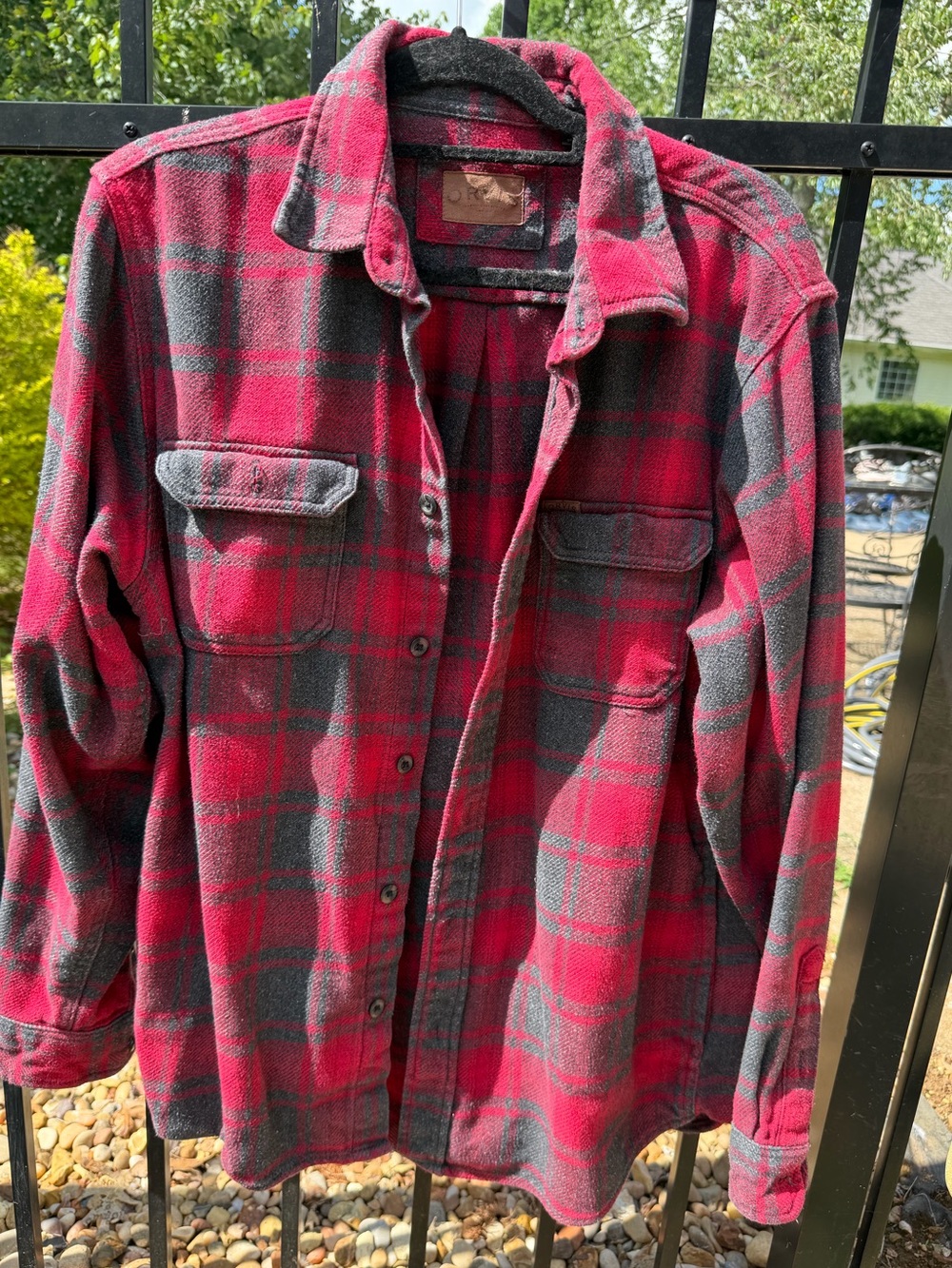 Orvis Red and Gray Plaid Wool Shacket